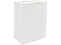 Cesto De Roupa Dobrável, Em Algodão E Linho, 36l, Lavável, Compacto, Para Banheiro, Quarto E Lavanderia, Branco