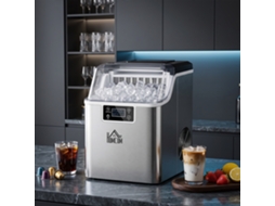 Máquina de gelo autolimpante, 24 cubos a cada 14-18 minutos, visor LCD, aço inoxidável, 25,2 x 36 x 37,1 cm