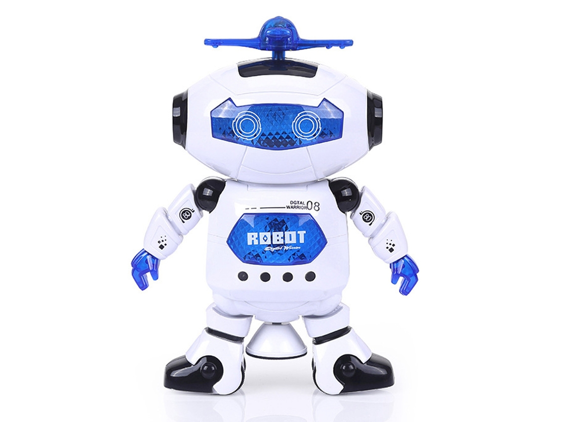 Brinquedo Robô Dançante Giratório de Corpo 360 com Luzes Led Piscando e Música Robô Infantil Eletrônico JEDBESETZT