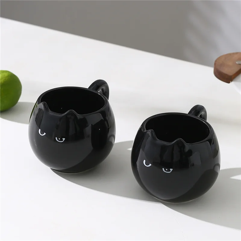 (preta, 301-400ml) Caneca De Cerâmica Em Formato De Gato, Caneca Criativa, 380ml