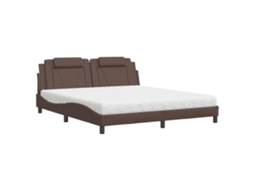 Bed, Beds Vidaxl Marrom Couro Artificial (180 X 200 Cm)