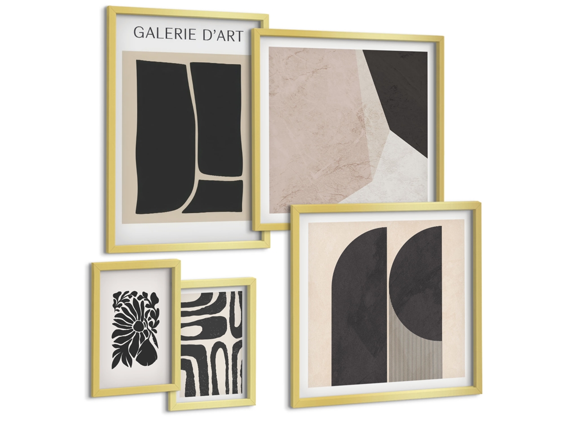 Conjunto De Pinturas Gráficos Estilosos Minimalistas Espelharte (5 Peças)