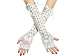 Luvas Sem Dedos Punk Feminino para Cosplay e Festa de Halloween com Estilo Rasgado 1 Par