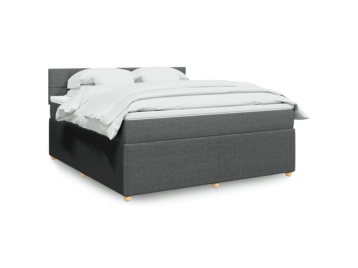 Vidaxl Cama Com Molas/colchão 180x200 Cm Tecido Cinzento-escuro