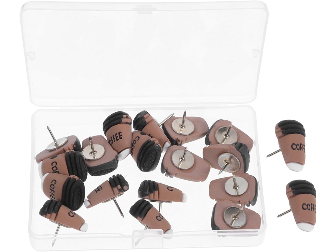 Solustre Conjunto De 20 Tachas Decorativas E Reutilizáveis Em Resina Com Design Xícara Café Para Quadros Cortiça Mapas