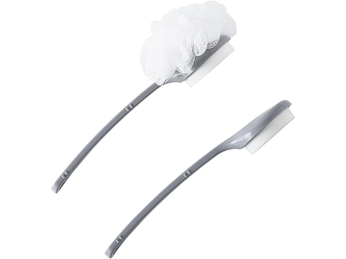 Lurelia Kit De 2 Escovas Esponja De Banho De Cuidado Corporal, Cabo Longo, Pega Ergonómica E Antiderrapante, Uso Diário