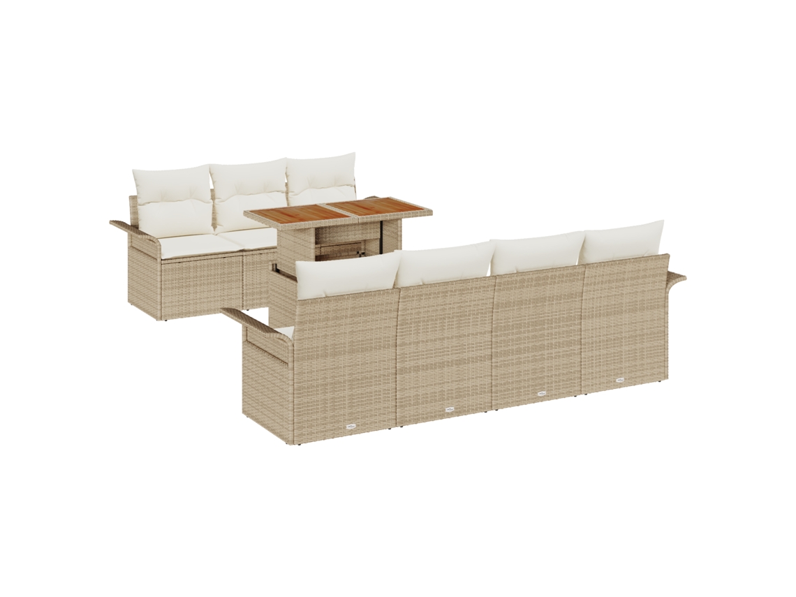 Conjunto 8 Móveis De Jardim Vidaxl Bege Vime Pe (100 X 55 X 73 Cm)