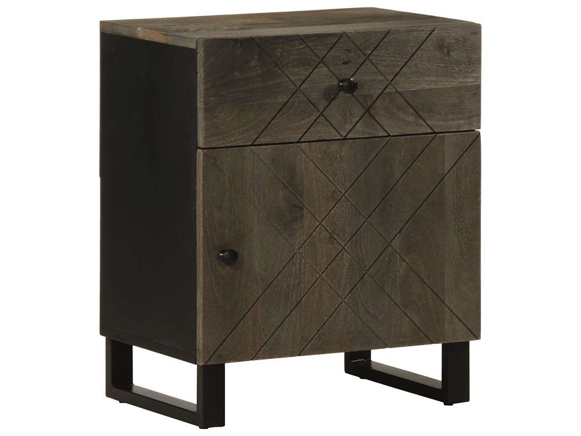 Vidaxl Mesa De Cabeceira 50x33x60 Cm Madeira De Mangueira Maciça Preto