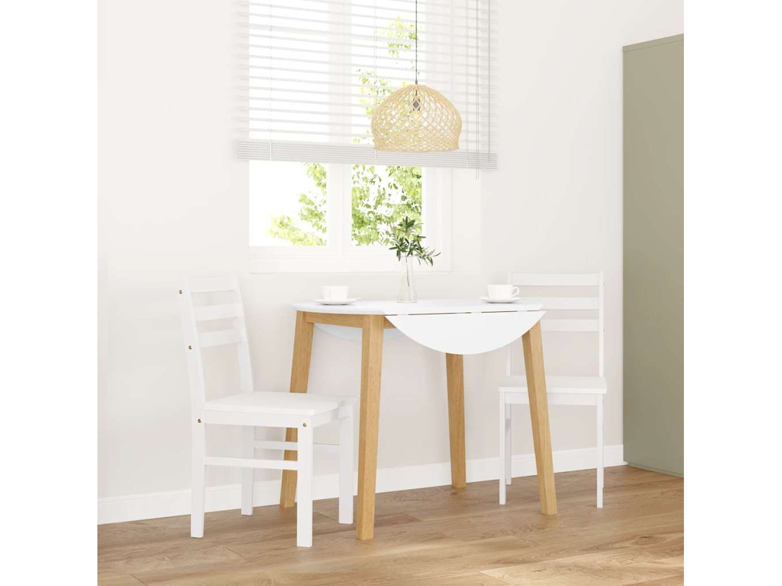 Vidaxl Cadeiras De Jantar 2 Pcs Madeira De Seringueira Maciça Branco