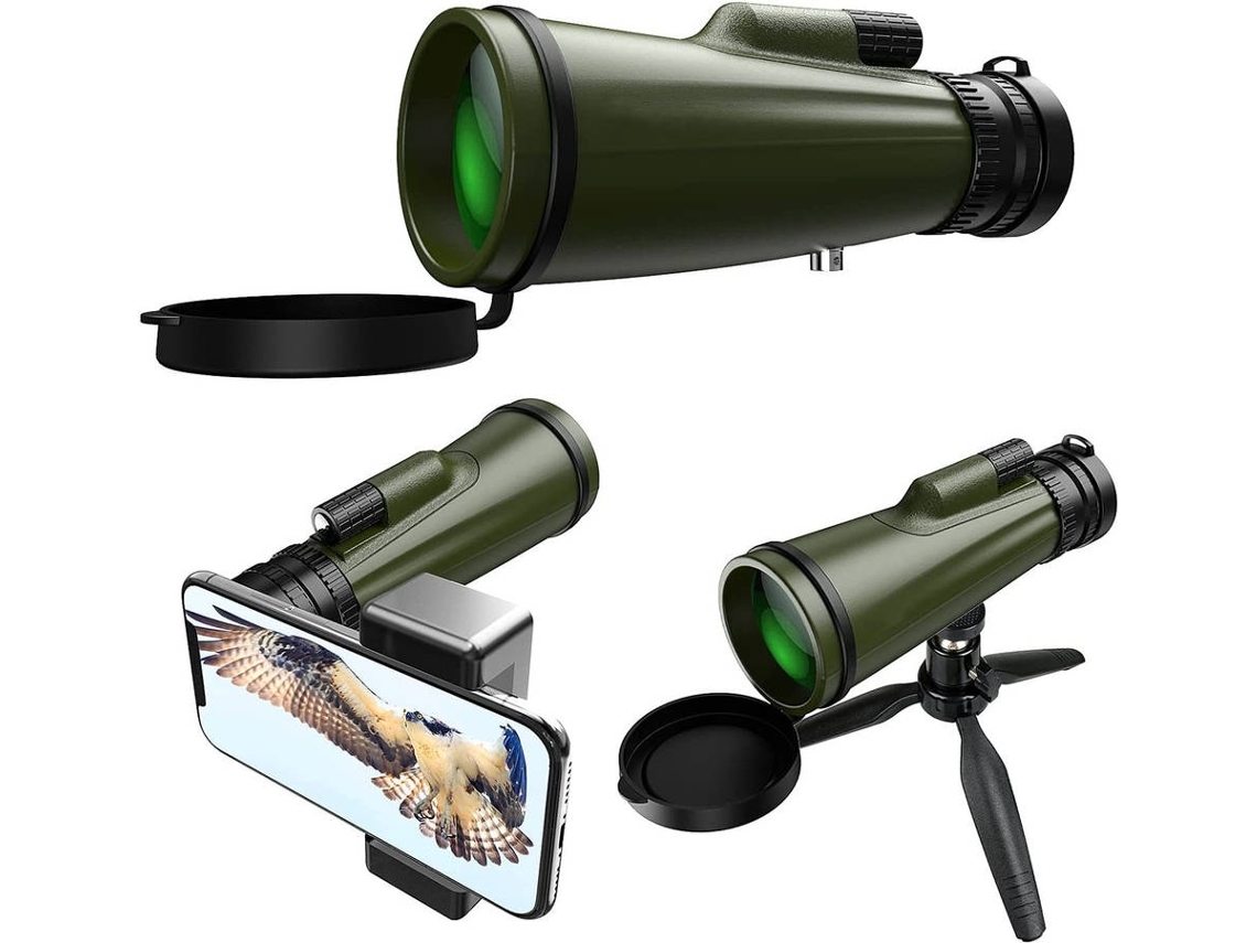 Binóculos ENKERS Monóculo 12 X 50 HD Monóculo HD com Suporte para Smartphone e Tripé À Prova D'Água para Observação de Pássaros Acampamento Cami-Preto