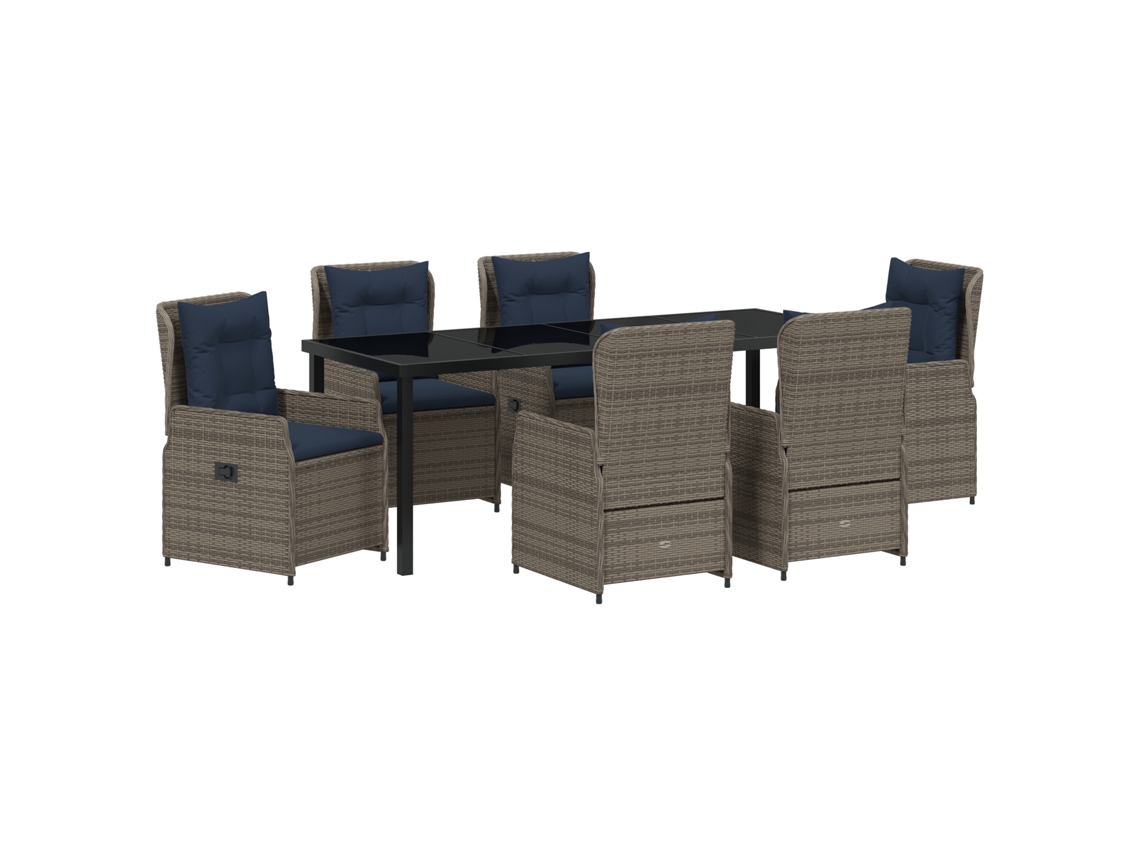 Conjunto 7 Conjunto De Jantar Para Jardim Vidaxl Cinzento Aço Revestido A Pó (200 X 80 X 73 Cm)