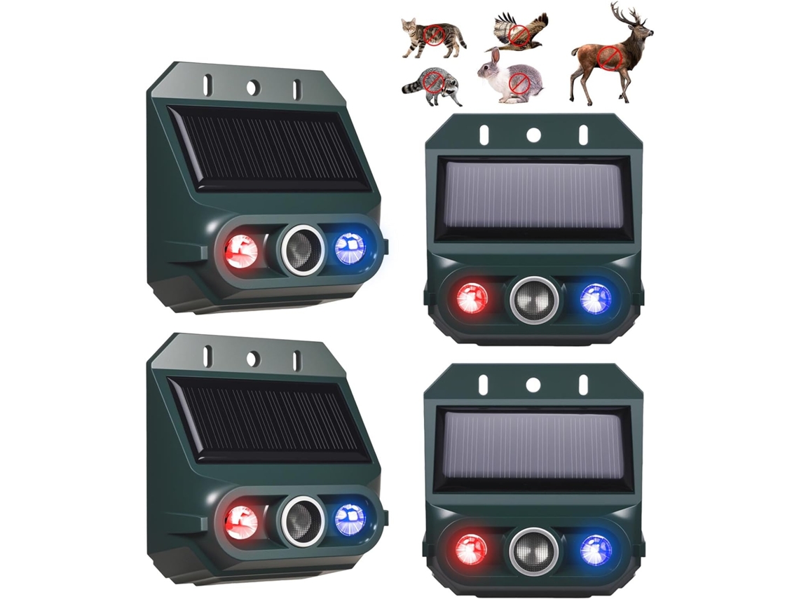 Kit com 2 repelentes ultrassônicos solares com sensor de movimento