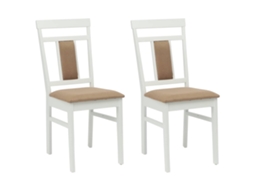 Conjunto 2 Cadeira De Jantar Vidaxl Branco Madeira De Seringueira Maciça (36 X 44,5 X 91,5 Cm)