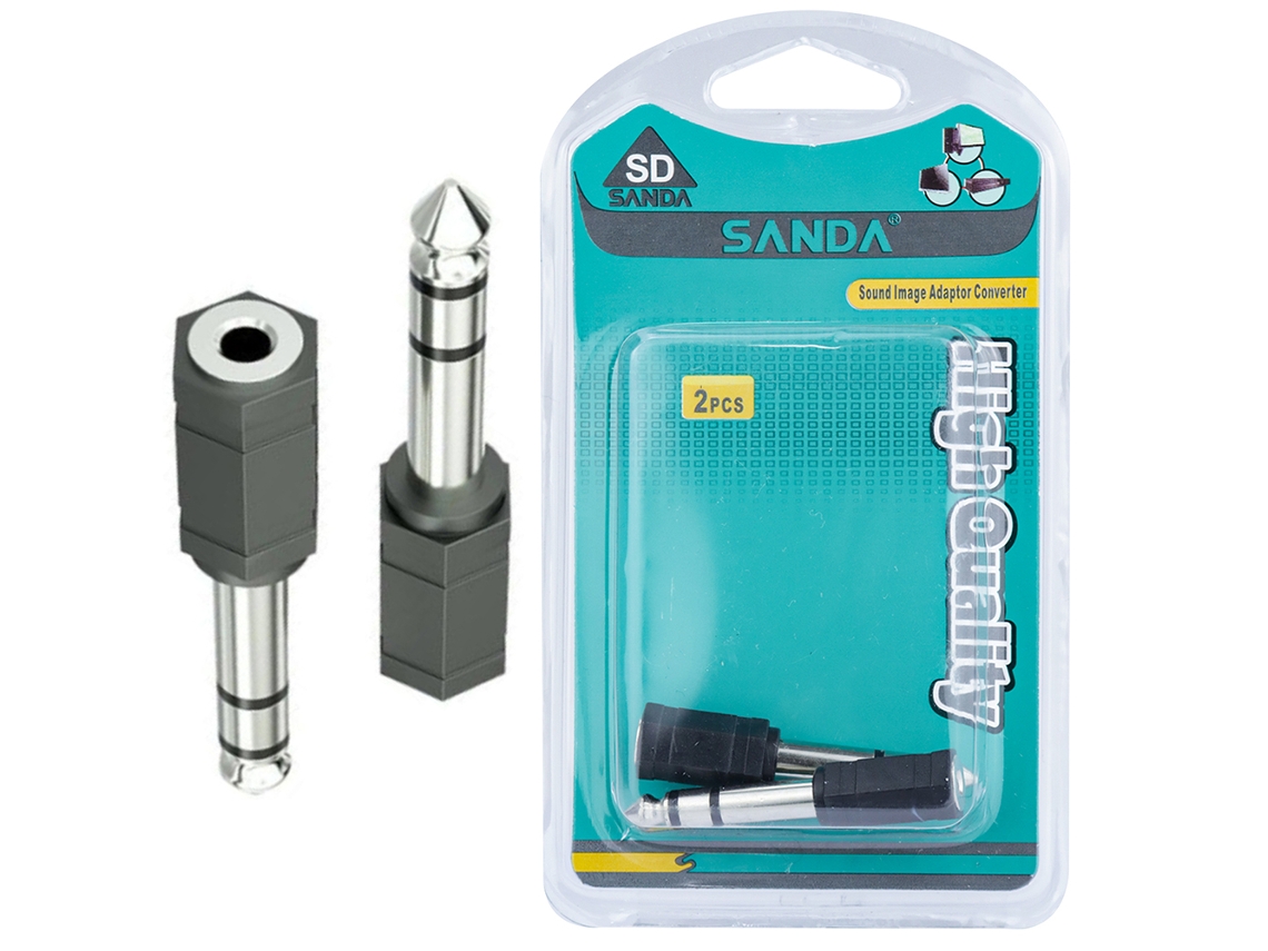 Adaptador Jack 3.5Mm F Para Jack 6.3 Mm M Sanda Sd-8015 (Preto)