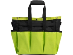 Bolsa impermeável para ferramentas de jardim com vários compartimentos e alças.