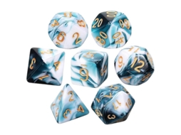 2026 conjunto de Dados Poliédricos 7 Peças para Rpg Dd Pathfinder Jogo de Mesa Dados de Acrílico Azul Lago Transparente e Branco
