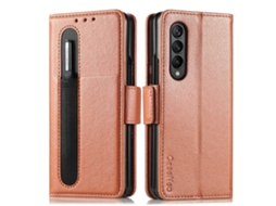 Capa Dobrável Para Samsung Galaxy Z Fold4 5g Com Estampa De Lichia, Com Compartimentos Para Caneta E Cartão.