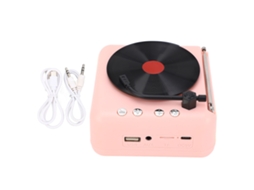 Caixa de Som Bluetooth LAXISCREED Design Vinil Rosa Macaron