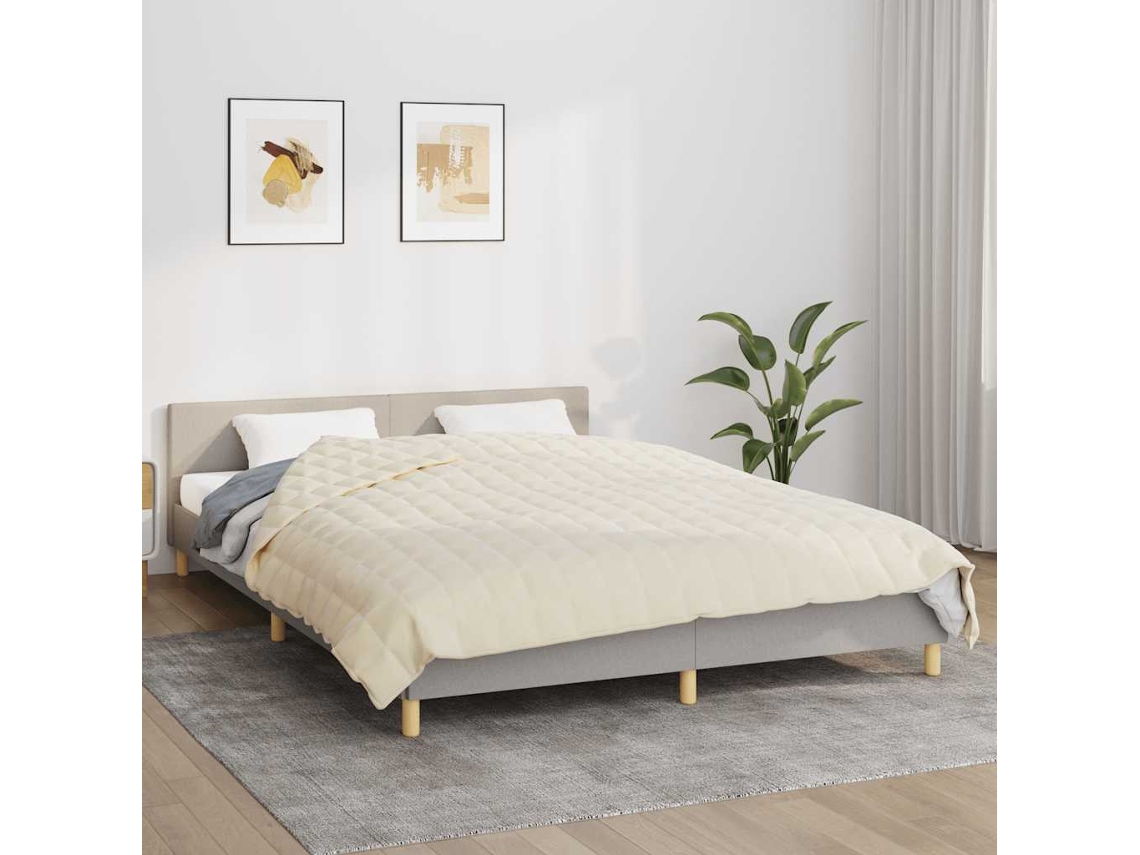 Vidaxl Manta Pesada 13 Kg 200x200 Cm Tecido Creme-claro