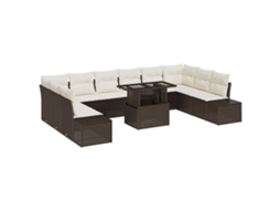 Maison Exclusive - Conjunto De Sofá De Jardim Com Almofada 11 Pcs Castanho E Creme
