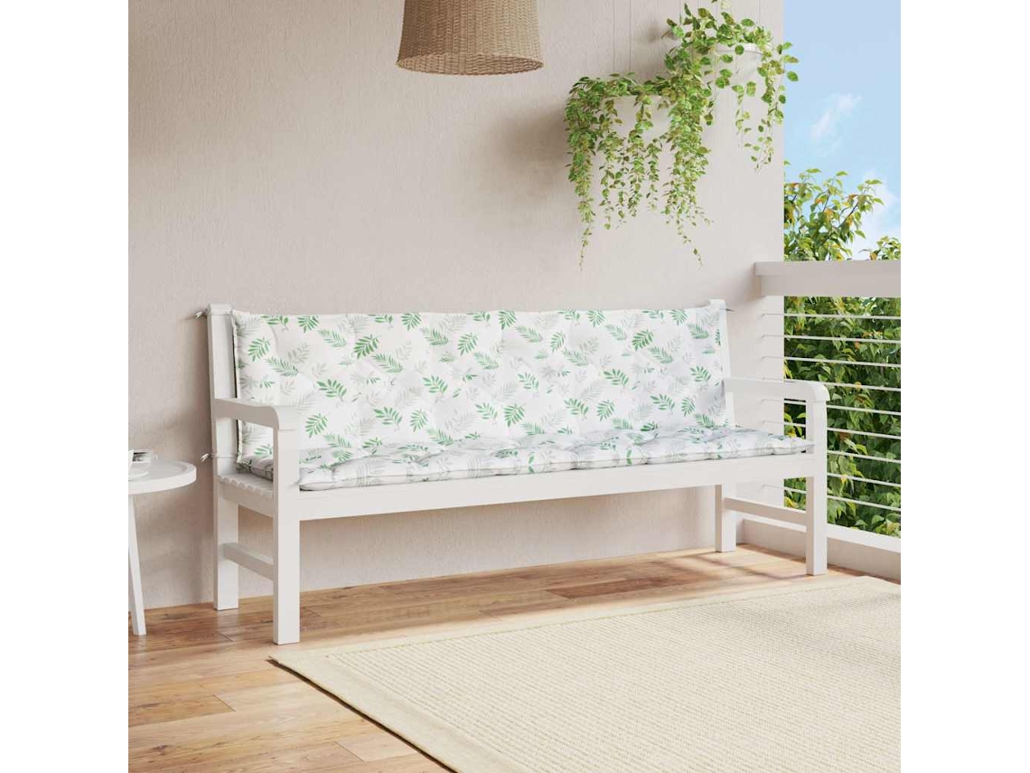 Vidaxl Almofadões Banco Jardim 2 Pcs 200x50x7 Cm Tecido Padrão Folhas