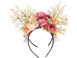 De 2 Tiaras Natalinas Nuobesty Com Chifres De Veado E Flores Artificiais. Acessórios Para Cabelo.