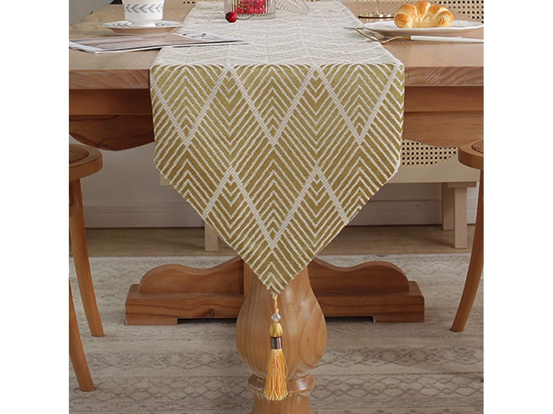 13 X 70 Padrão Ondulado Mesa de Jantar Toalha de Mesa Adequado para Café Mesa Lateral Comprida Decoração de Cozinha Alta Amarelo
