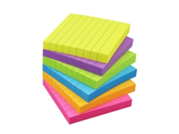 Bloco De Notas Adesivas, 6 Cores, 8, 300 Folhas, 3x3, Pautadas