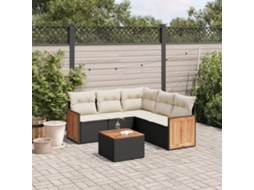 Vidaxl 6 Pcs Conjunto Sofás De Jardim C/ Almofadões Vime Pe Preto