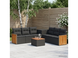 Vidaxl Conjunto De Sofás 8 Unid. Preto Rattan Poliéster E Aço