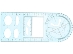 Régua Geométrica Multifuncional De Plástico Azul Para Desenho,