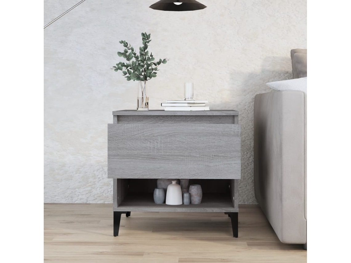 Vidaxl Mesa De Apoio 50x46x50 Cm Derivados De Madeira Cinzento Sonoma