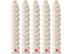 Conjunto de 50 Sacolas de Algodão Vermelhas para Casamento, Ideais para Convidados, Festas e Eventos.