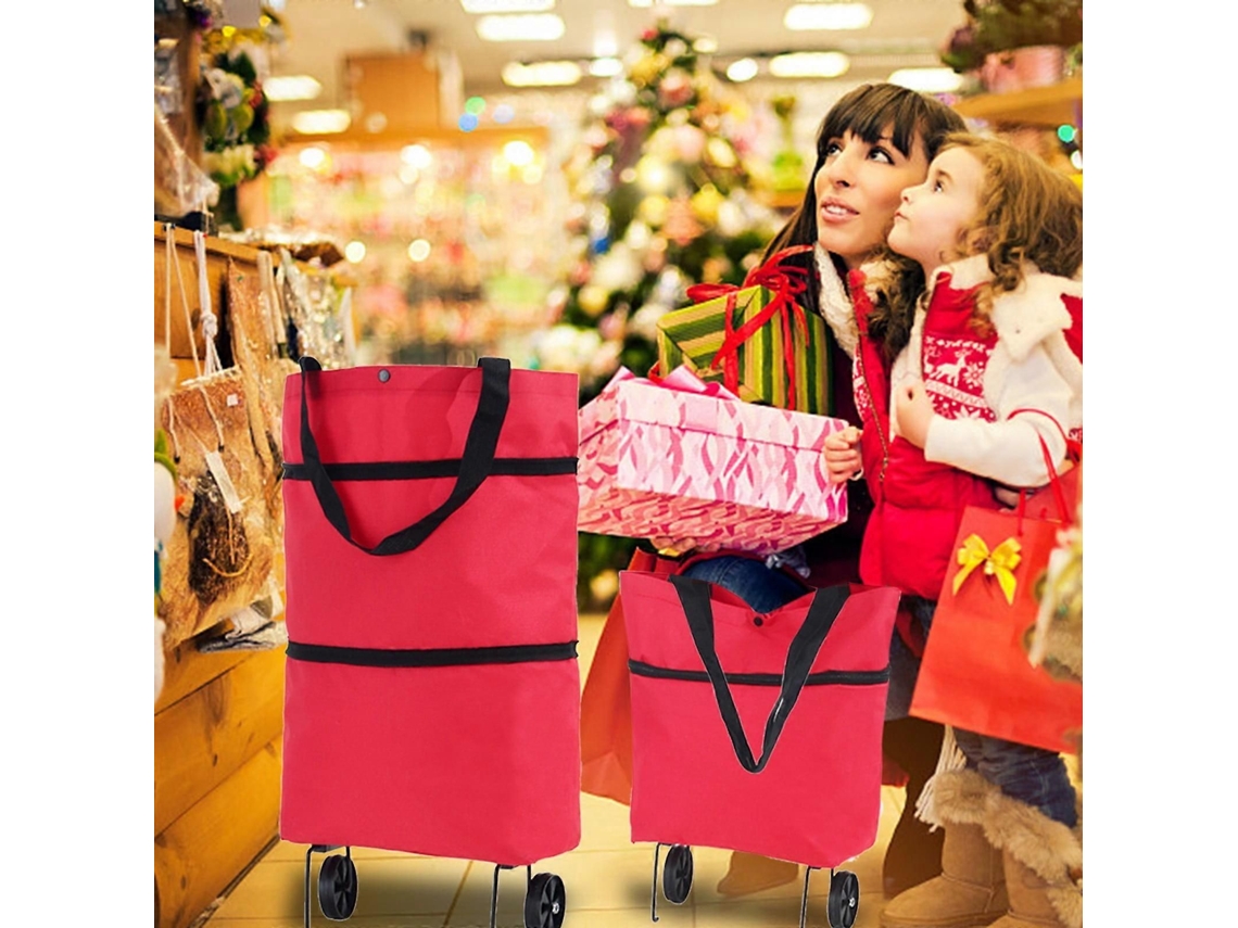 Begine 1 Bolsa Organizadora, Bolsa de Compras Portátil com Rodas, Carrinho Dobrável para Compras, Vermelha, 1 Bolsa Organizadora GOKOCO
