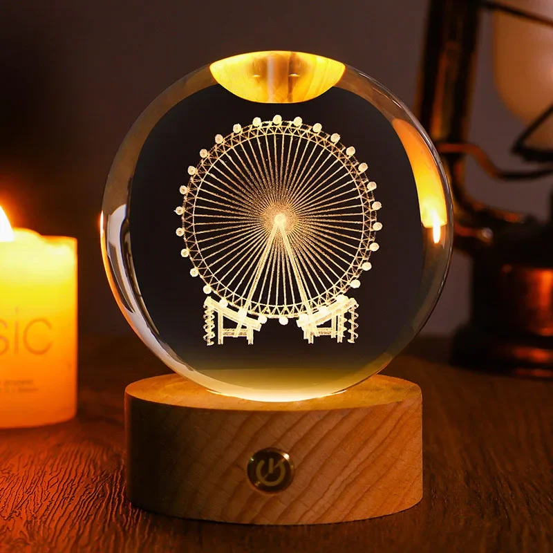 Bola de Cristal de 60mm com Gravação a Laser 3d MDUG (estilo 6 60mm)