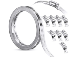 Abrazadera de Manguera de Acero Inoxidable 304 Ajustable Con Hebilla Largo 3.5m para Tuberías Cables Tubos (9 Piezas)
