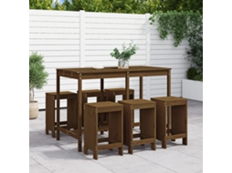Vidaxl 7 Pcs Conj. De Bar P/ Jardim Madeira Pinho Maciça Castanho-mel