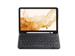 Capa Com Teclado Bluetooth Em Couro Compatível Com Samsung Galaxy Tab S9+ 12.4 X810/816b/818u, Porta-caneta, Cor Preto