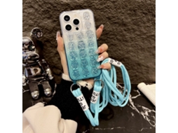 Correia Casa Para Iphone 15 Pro Pele Sintética Azul