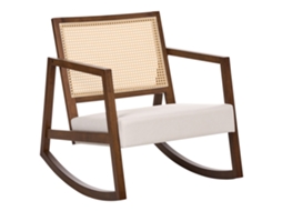 Mecedora Beliani Leidy De Madera De Caucho Beige 66x76x75