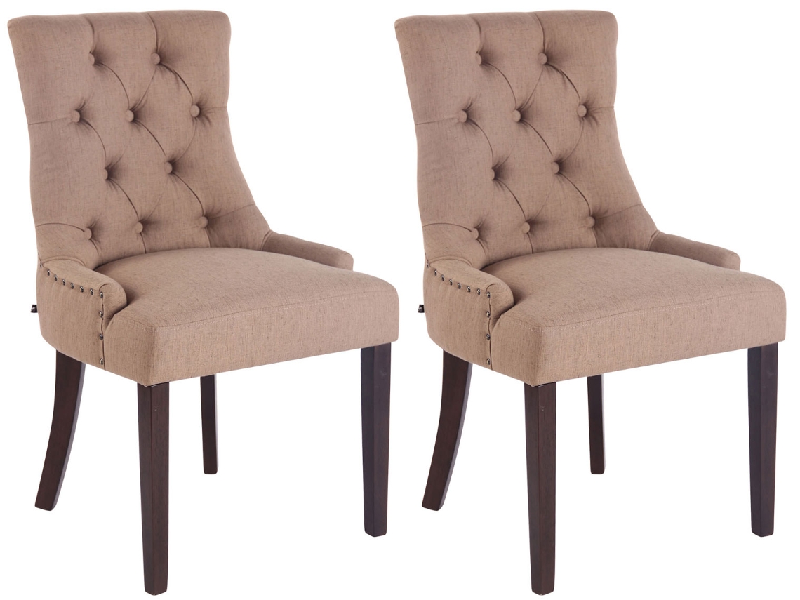 Conjunto de 2 Cadeiras de Jantar em Tecido Aberdeen Taupe/Antigo CLP