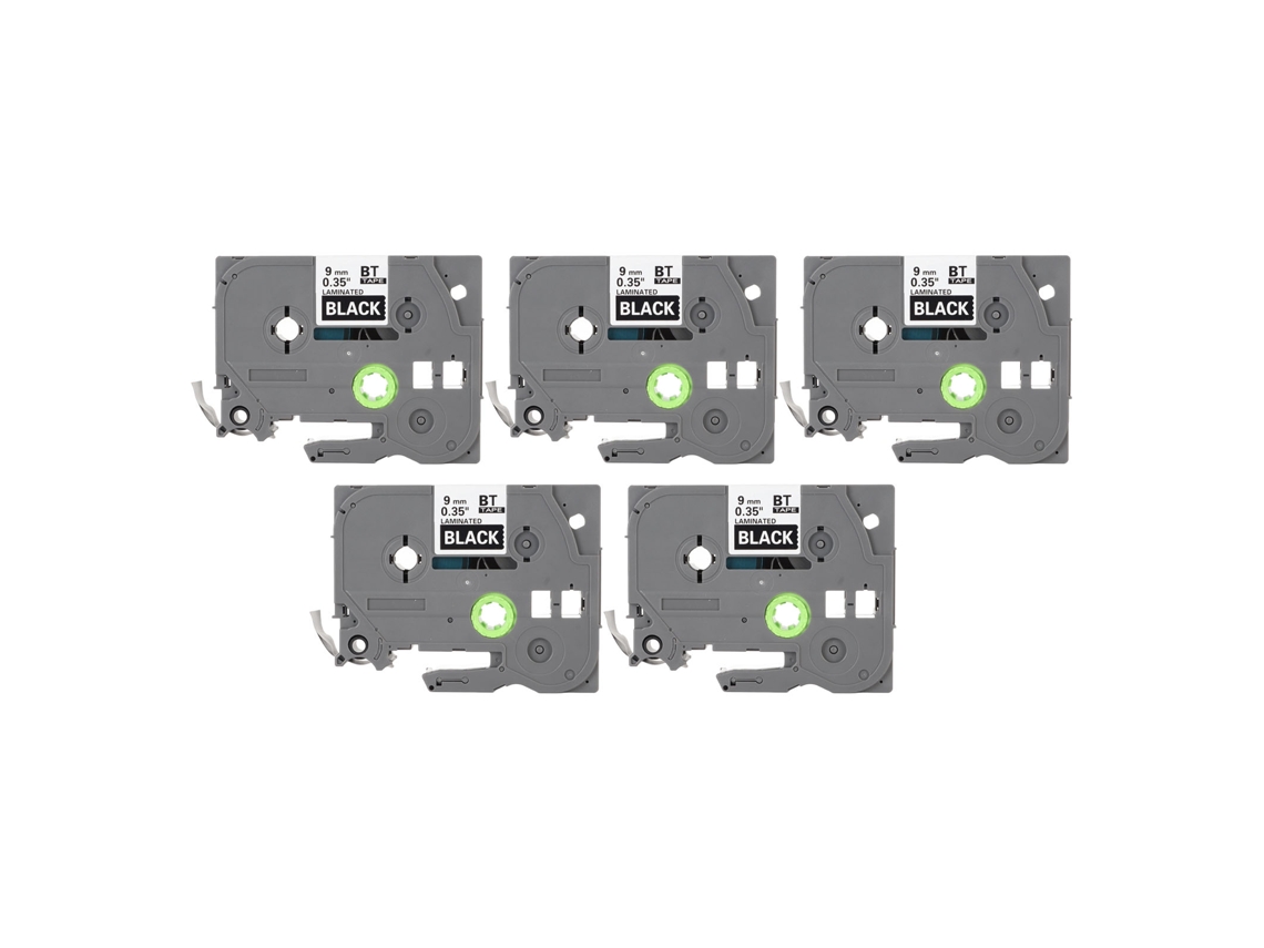 5 Peças De Cinta Etiquetadora 9mm Laminada Impermeável Para Pt D210 D200 H110 D400 Branco Sobre Preto