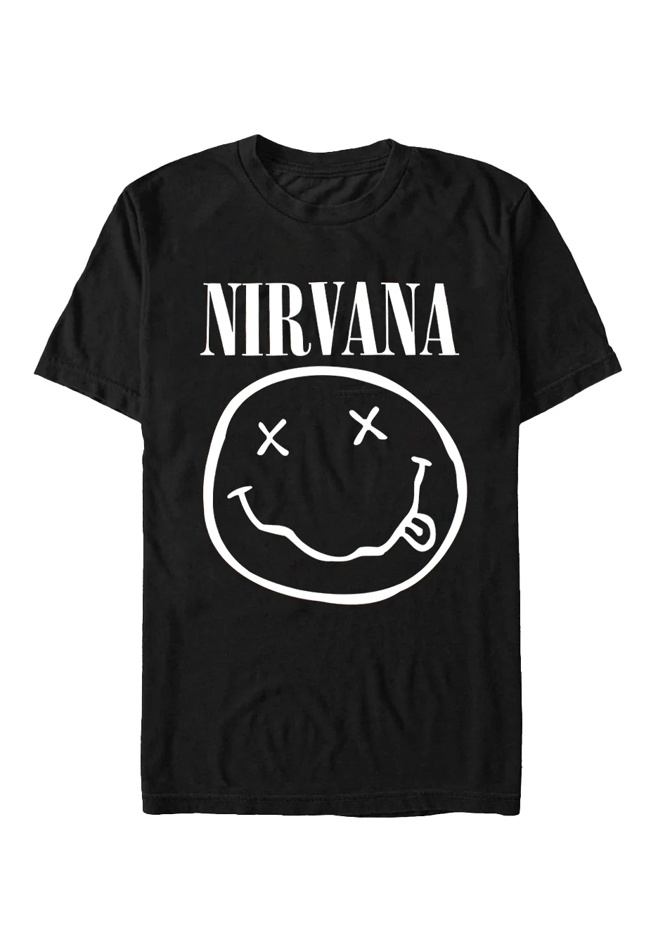 Size:m Rockinstone Nirvana - White Happy Face - T-shirt Unisex Adults