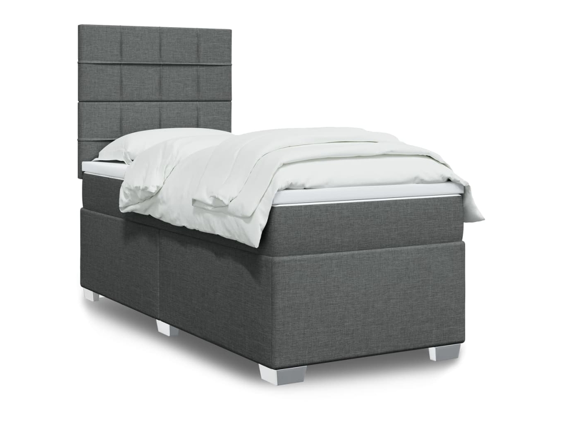 Cama Com Molas/colchão 80x200 Cm Tecido Cinzento-escuro