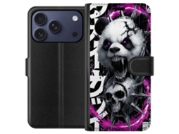 Capa Carteira Compatível Com Apple Iphone 17 Pro. Panda Escuro Com Olhos Roxos, Espinhos E Estilo Agressivo Em Um Design Impactante.