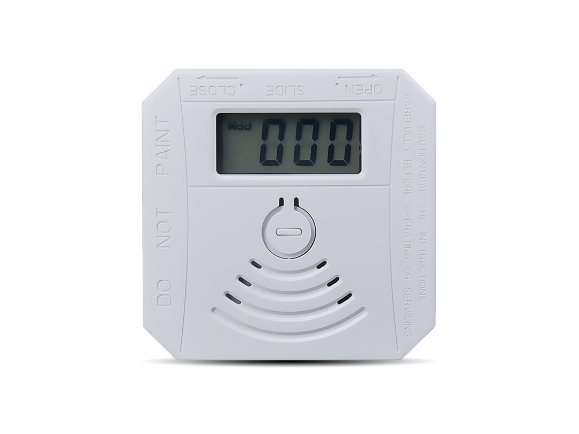 Detetor De Monóxido De Carbono (1 Unidade, Pilhas Não Incluídas) — Monitor De Gás Co Com Visor Digital Lcd E Alarmes Sonoros/visuais