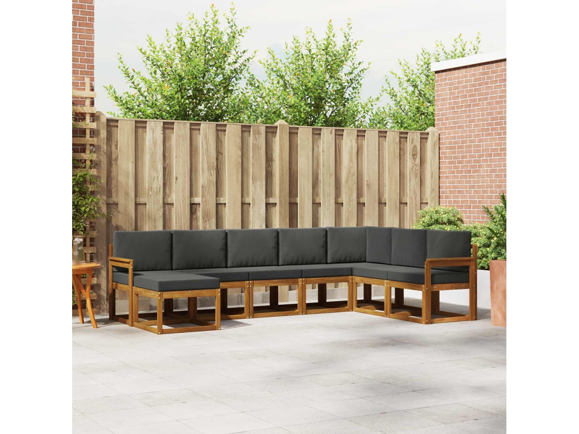 Vidaxl Conjunto De Sofás Para Exterior 8 Unid. Natural E Antracite