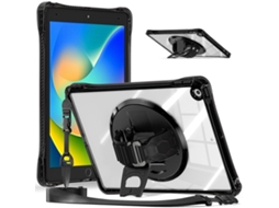 Capa Para Ipad 10.2 2021/2020/2019 Com Suporte Giratório, Feita De Tpu Híbrido Transparente E Policarbonato.