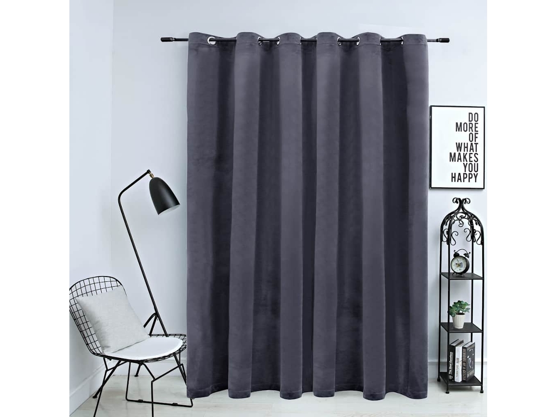 Vidaxl Cortina Blackout C/ Argolas Em Metal 290x245cm Veludo Antracite