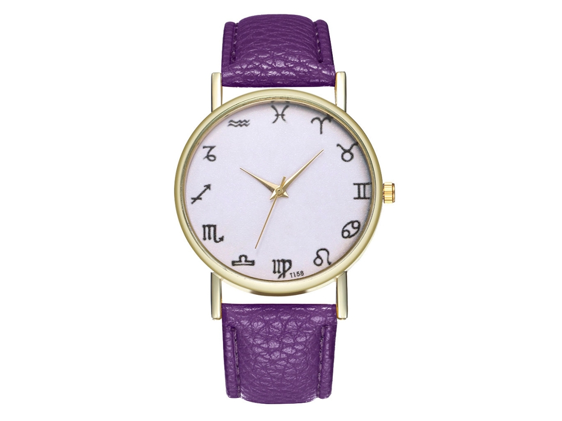 Reloj Deportivo Unisex De Cuero Con Correa Púrpura Analógico De Cuarzo